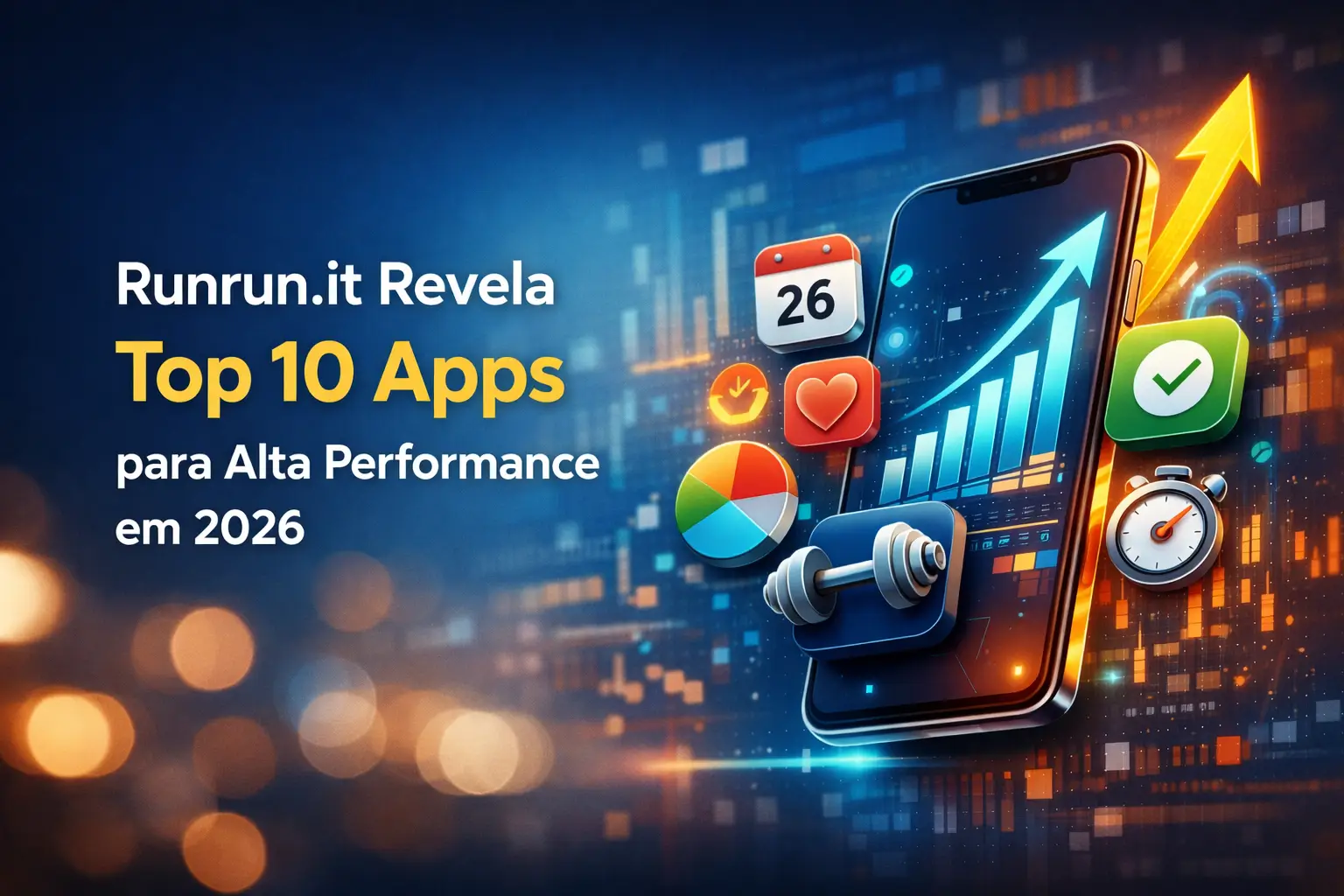 Smartphone com ícones de apps de alta performance para 2026
