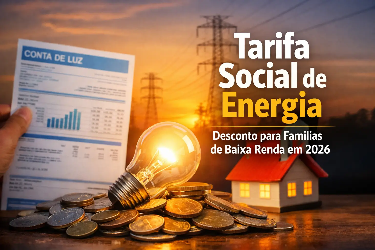 Tarifa social de energia: moedas, conta de luz e casa em 2026