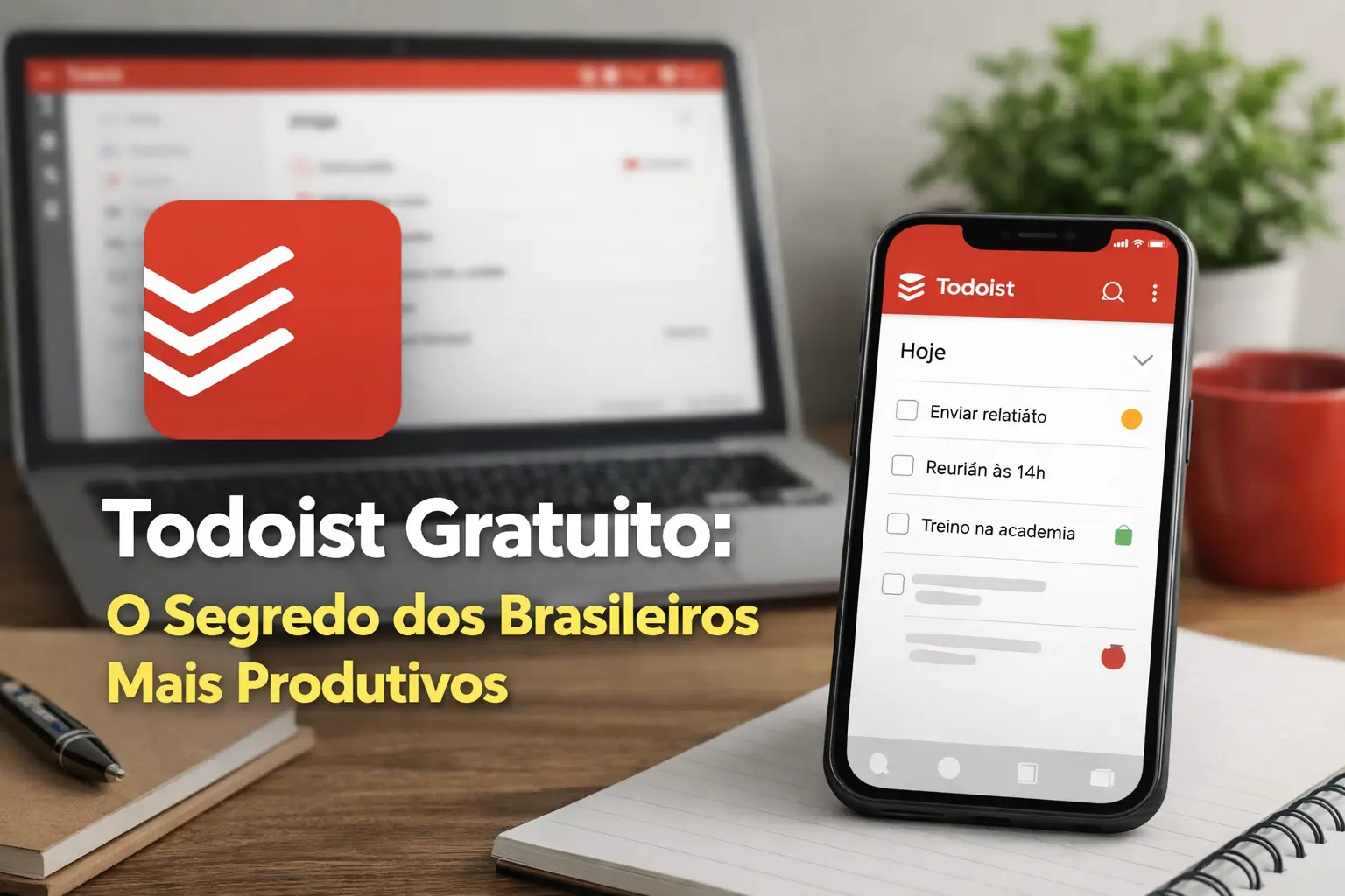 App Todoist no smartphone e produtividade para brasileiros